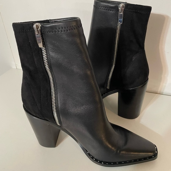 Aldo Black Leather Heeled Booties - Picture 7 of 12